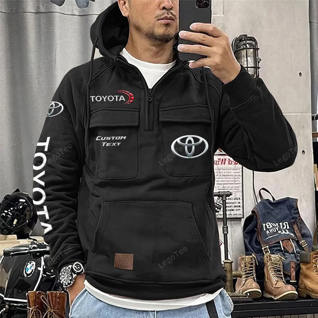 Overland Vehicle Tactical Quarter Zip Hoodie, Exclusive Logo Hoodie For Car Enthusiasts CAR106 - Black - Image 3