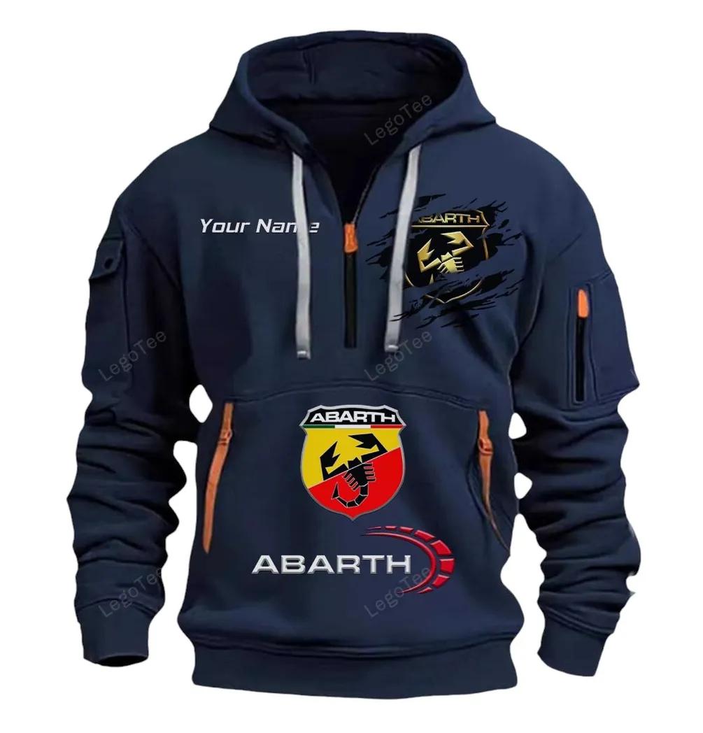 Performance Car Hoodie Half Zipper, Bold Fan Hoodie CAR113 - Navy - Image 2
