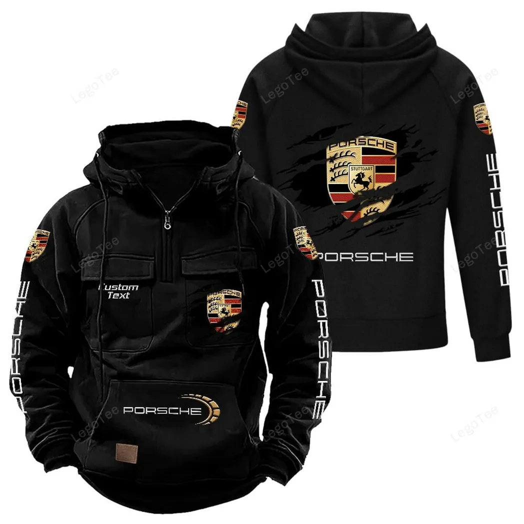 Performance Car Tactical Quarter Zip Hoodie, Exclusive Logo Hoodie For Car Enthusiasts CAR122 - Black - Image 2