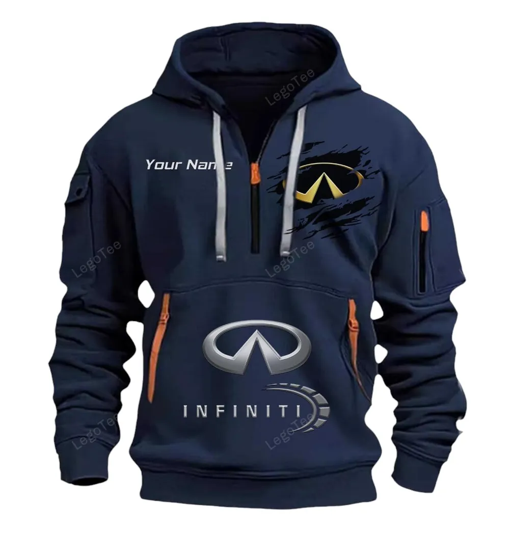 Performance Coupe Hoodie Half Zipper, Streetwear Fan Hoodie CAR113 - Navy - Image 2