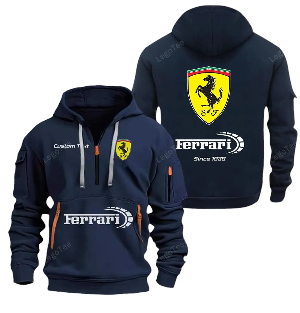 Performance GT Hoodie Half Zipper, Casual Sport Half-Zip Hoodie CAR052 -Navy - Image 2