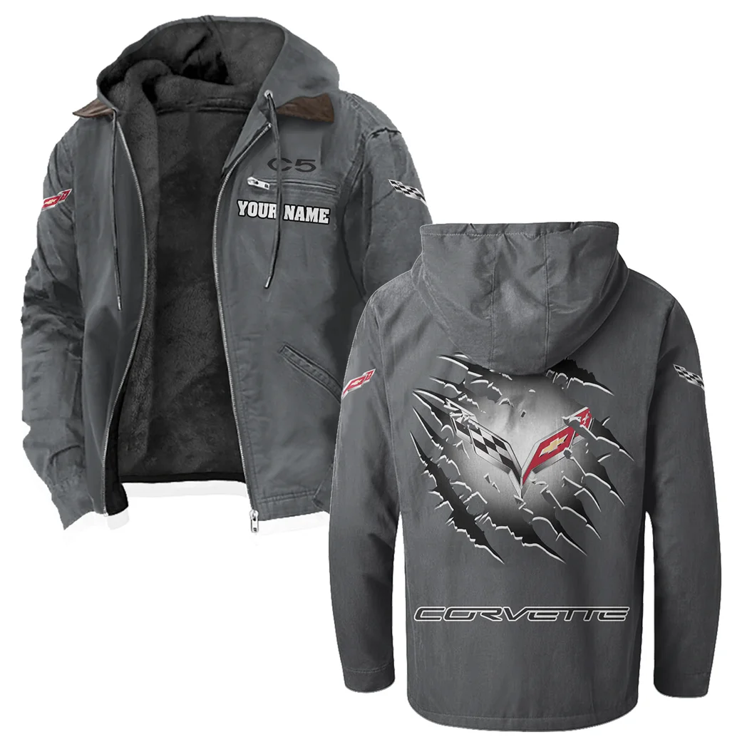 Performance Roadster Flannel Hoodie, Car Culture Flannel HVN1327CO - Gray - Image 2