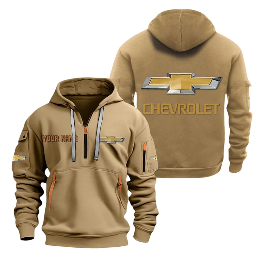 Pickup Truck Hoodie Half Zipper, Classic Sport Half-Zip Hoodie CAR200 - Khaki - Image 2