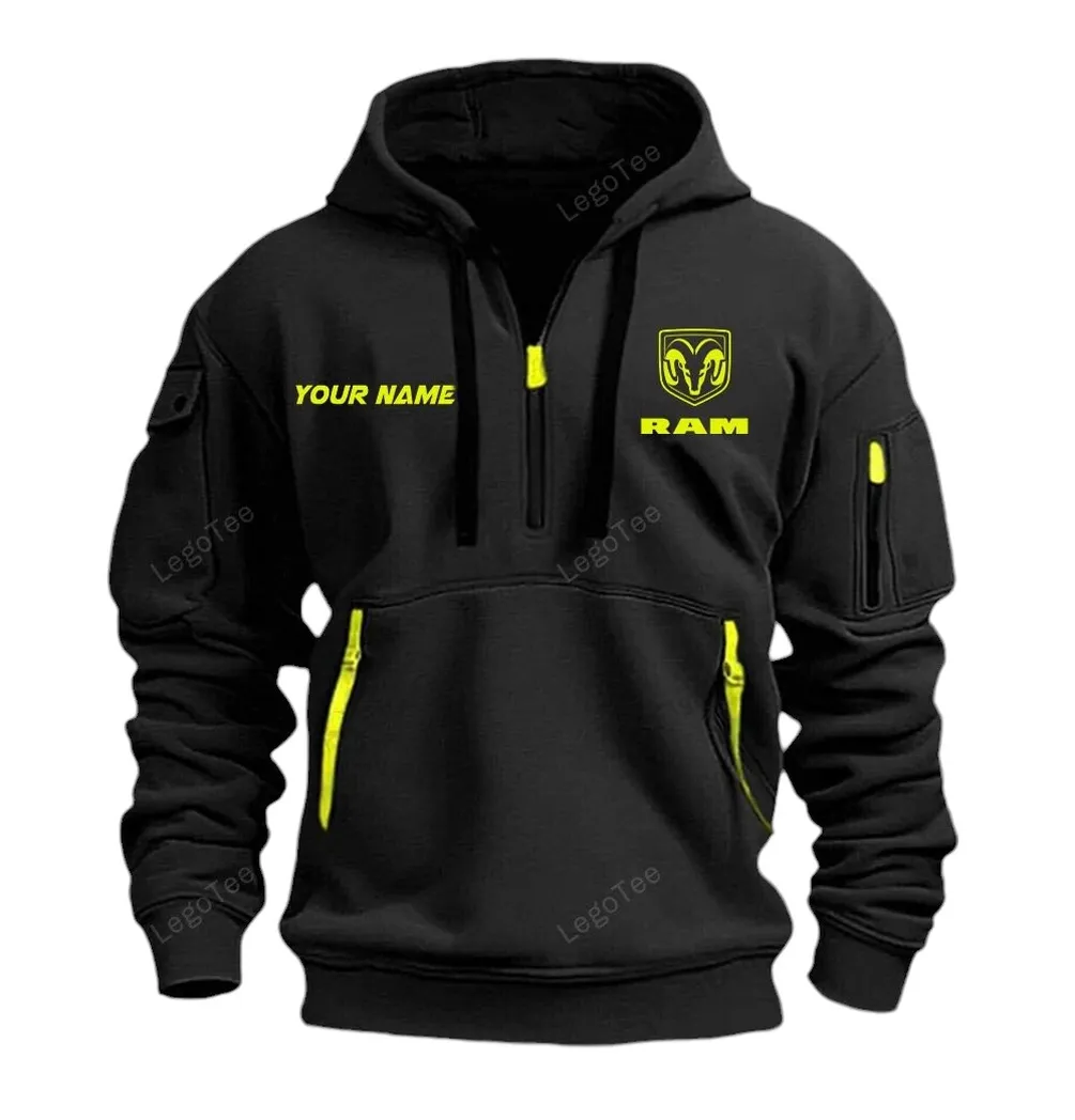 Pickup Truck Hoodie Half Zipper, True Fan Hoodie CAR042 -Black - Image 2