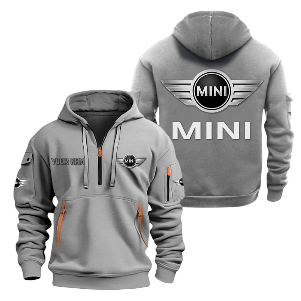 Pocket Rocket Auto Hoodie Half Zipper, Casual Sport Half-Zip Hoodie CAR200 - Gray - Image 2