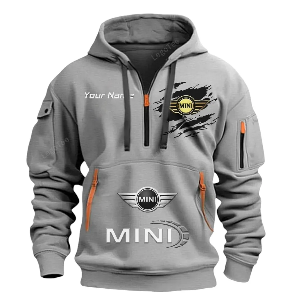 Pocket Rocket Auto Hoodie Half Zipper, True Supporter Half-Zip Hoodie CAR113 - Gray - Image 2