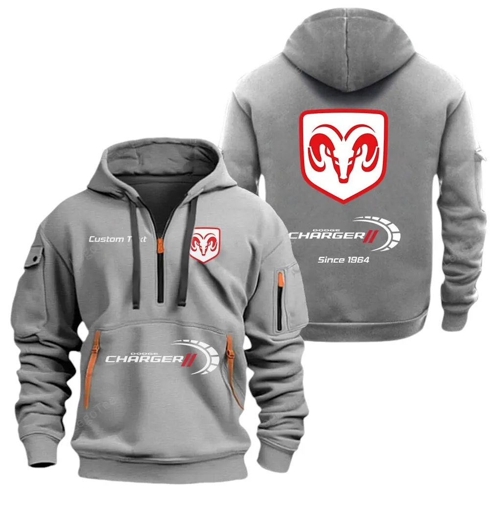 Power Sedan Hoodie Half Zipper, Performance Fan Hoodie CAR052 -Gray - Image 2