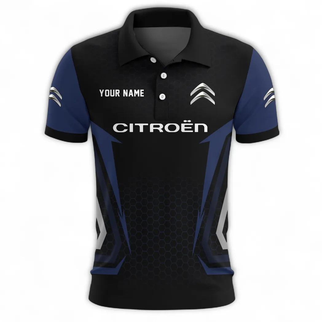 Practical Crossover Polo Shirt, Rugged Sport Button Shirt CAR526 - Navy - Image 2