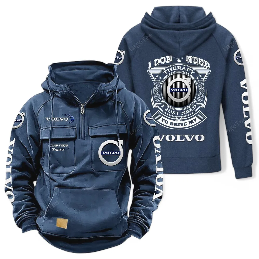 Premium European Ride Tactical Quarter Zip Hoodie, Exclusive Logo Hoodie For Car Enthusiasts CAR106 - Dark Blue - Image 2