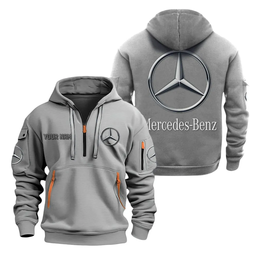 Premium Road Vehicle Hoodie Half Zipper, Lifestyle Fan Half-Zip Hoodie CAR200 - Gray - Image 2