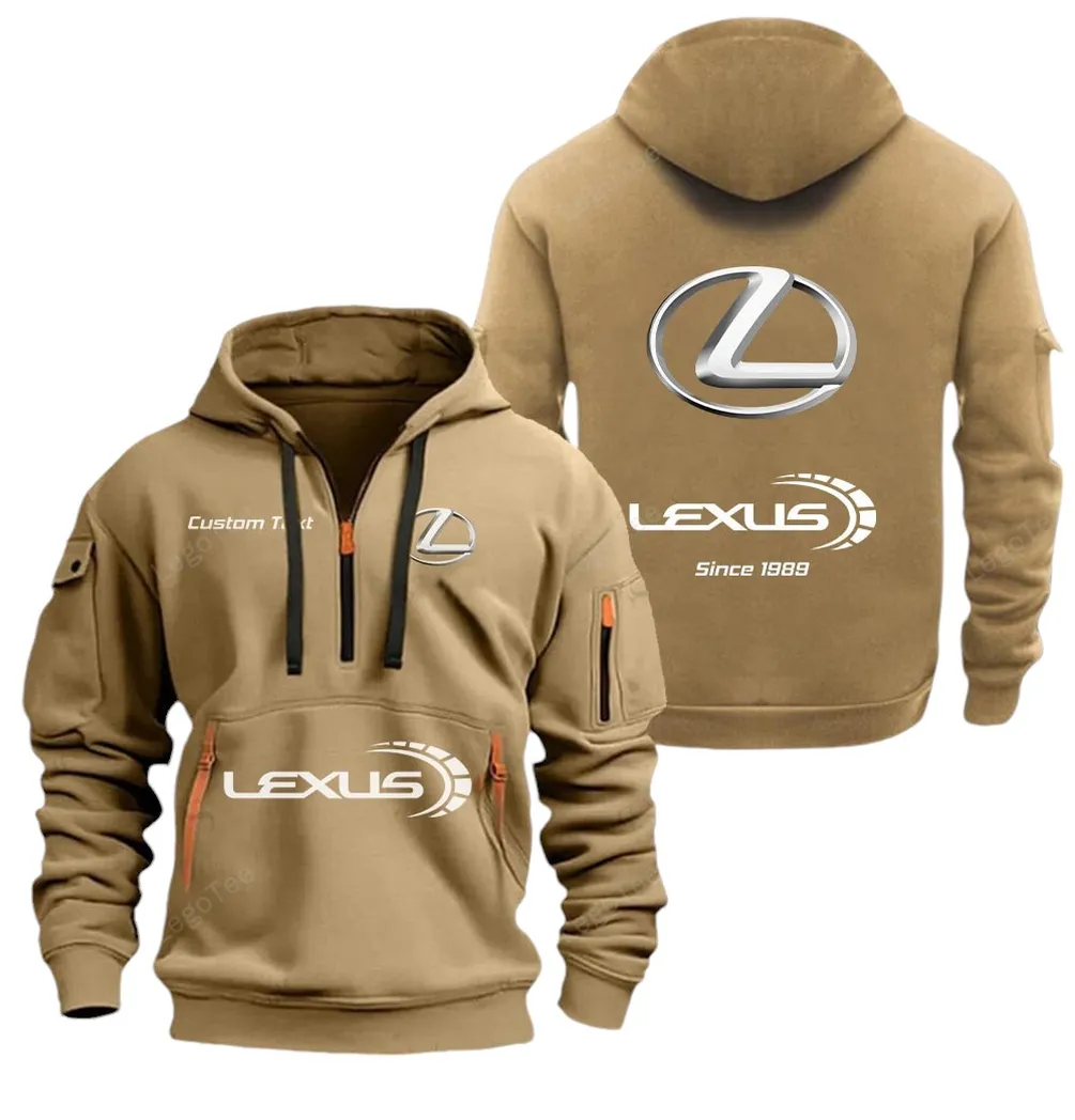Premium Sedan Hoodie Half Zipper, Fan Pride Half-Zip Hoodie CAR052 -Khaki - Image 2