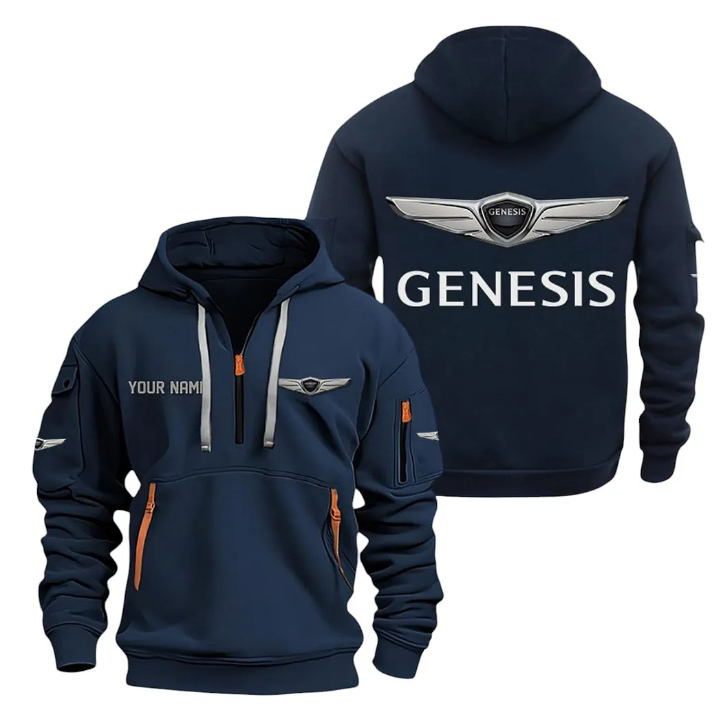Premium SUV Hoodie Half Zipper, Supporter Style Half-Zip Hoodie CAR200 - Navy - Image 2