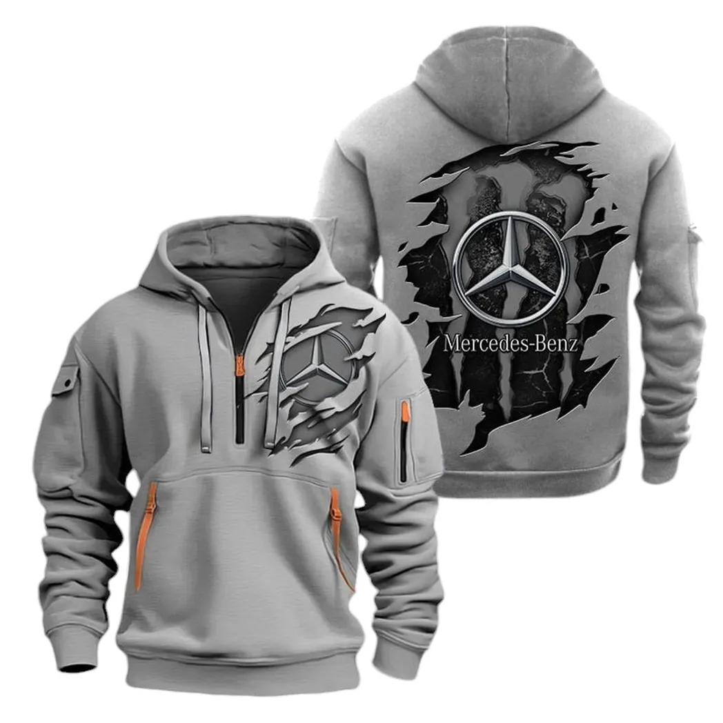 Prestige Sedan Hoodie Half Zipper, Everyday Comfort Half-Zip Hoodie CAR021 -Gray - Image 2
