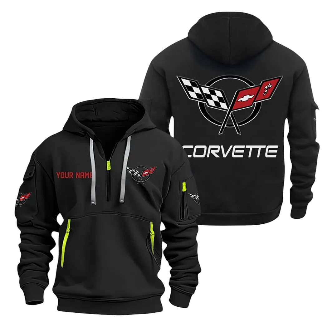 Race-Inspired Car Hoodie Half Zipper, Bold Fan Hoodie CAR200 - Black - Image 2