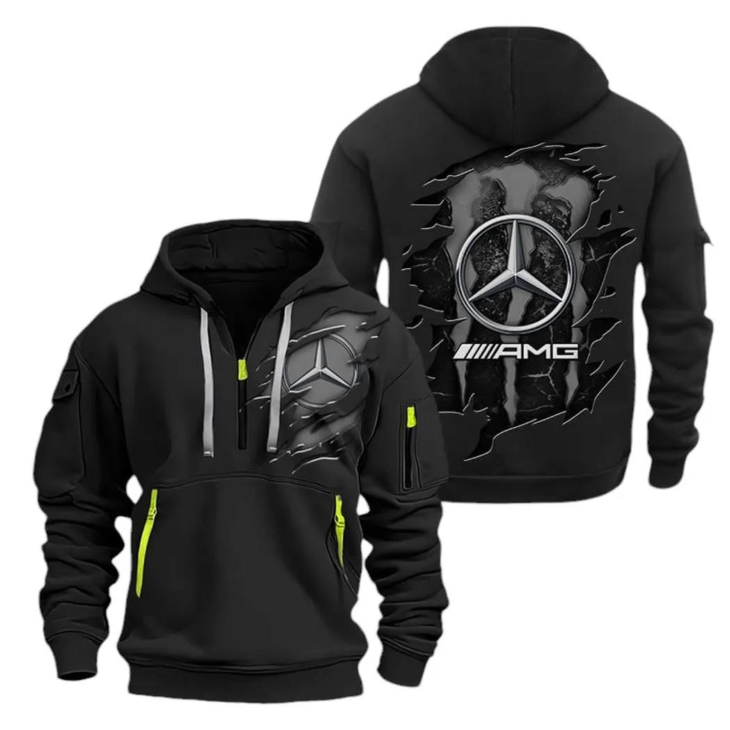 Racing Edition Car Hoodie Half Zipper, True Fan Hoodie CAR021 -Black - Image 2