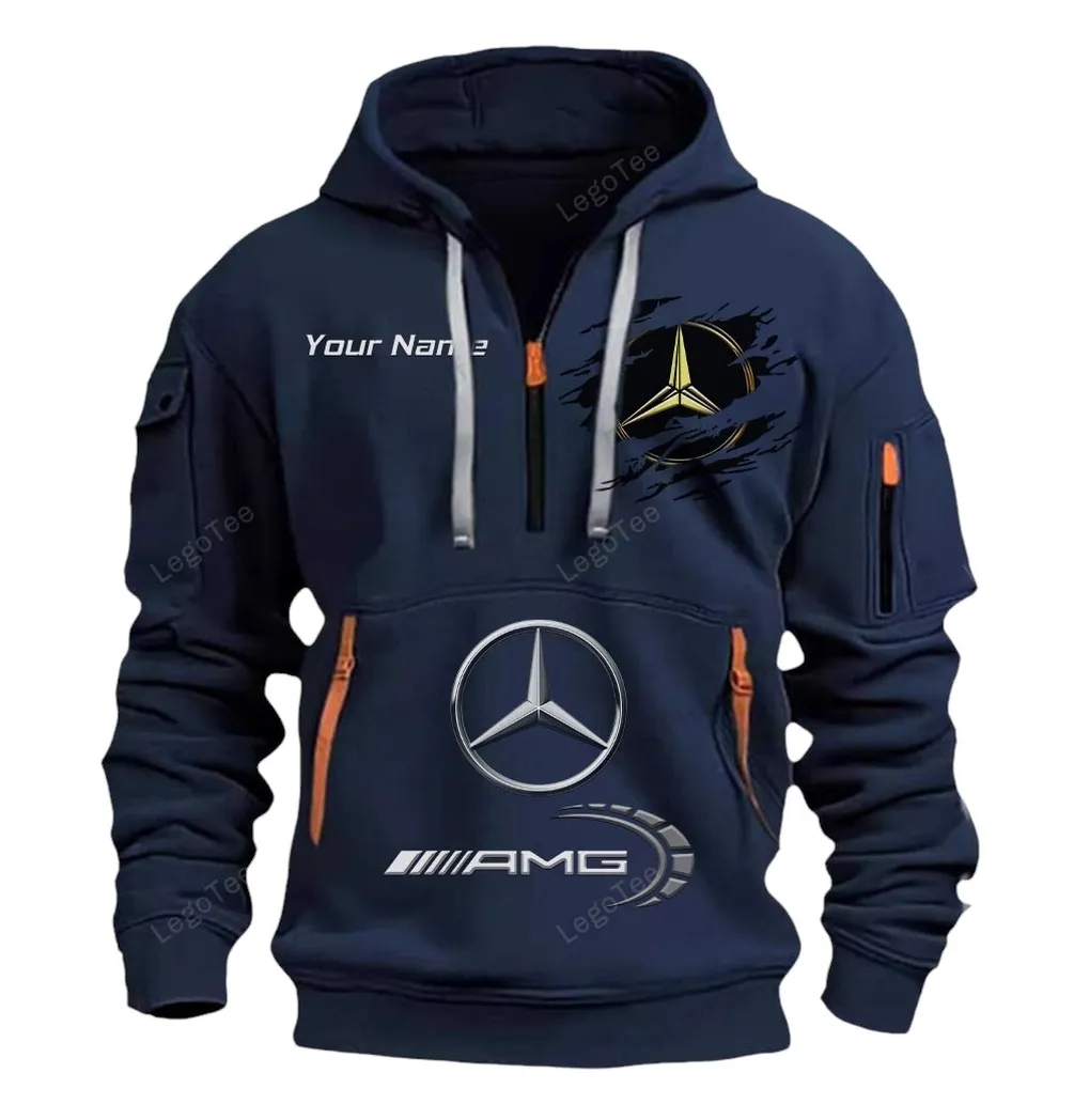 Racing Edition Car Hoodie Half Zipper, True Supporter Half-Zip Hoodie CAR113 - Navy - Image 2