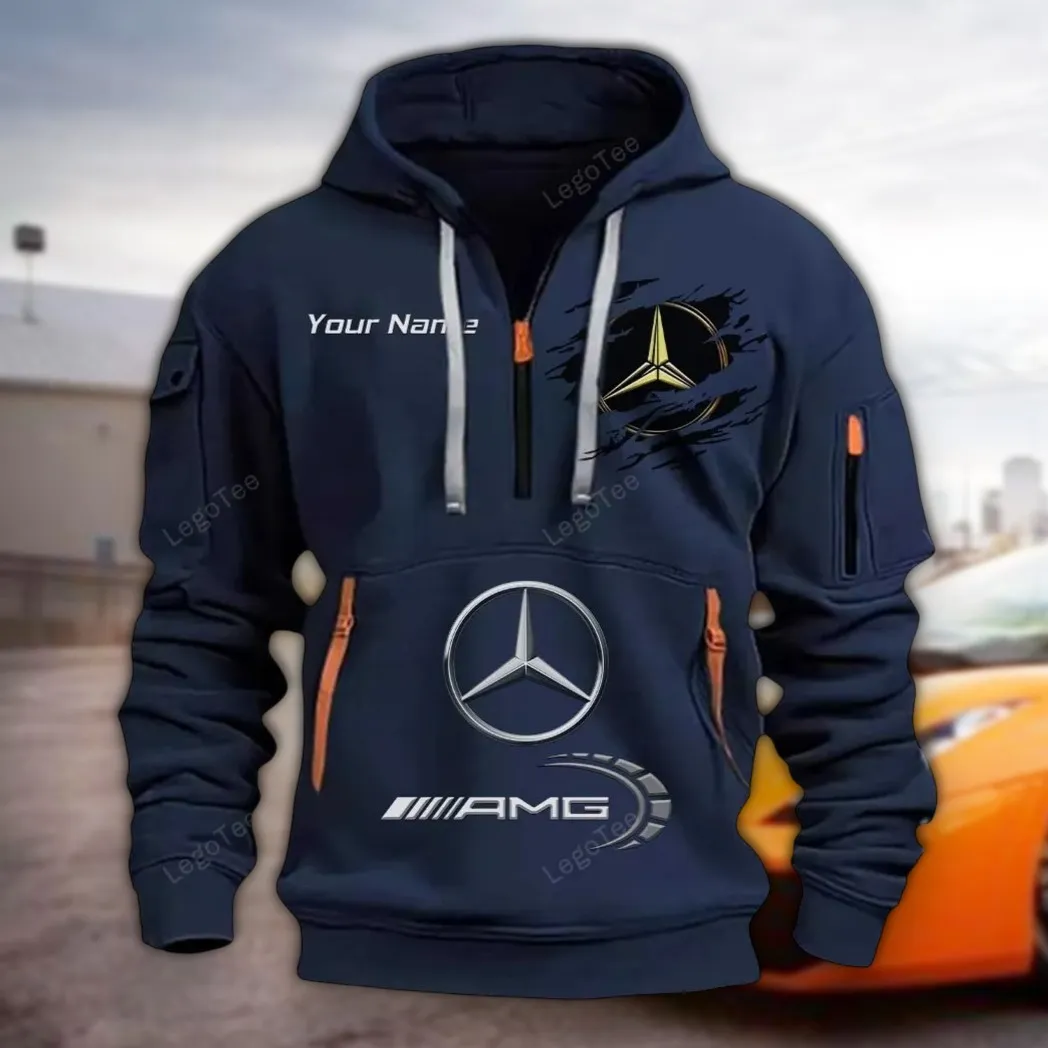 Racing Edition Car Hoodie Half Zipper, True Supporter Half-Zip Hoodie CAR113 - Navy