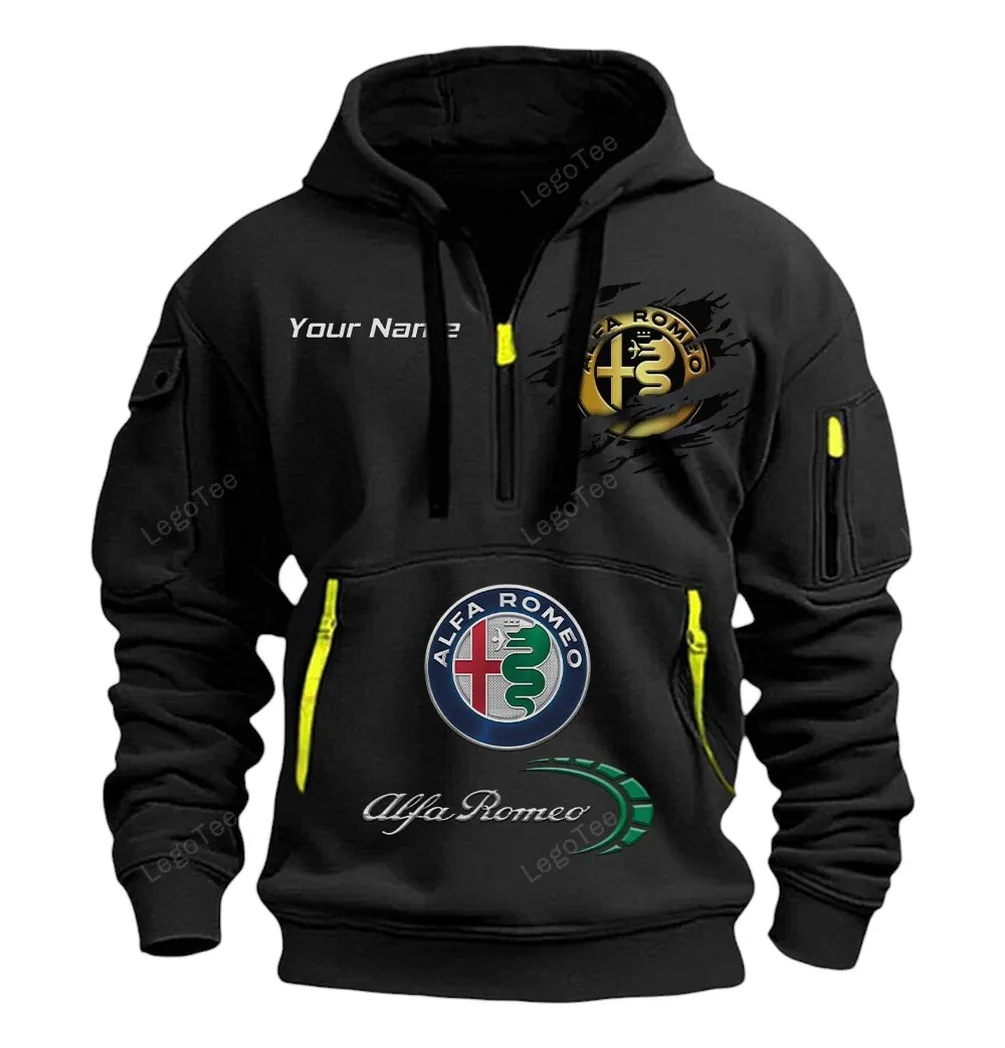 Racing Heritage Hoodie Half Zipper, Everyday Fan Hoodie CAR113 - Black - Image 2