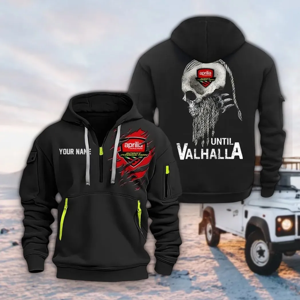 Racing Motorcycle Hoodie Half Zipper, Athletic Fan Half-Zip Hoodie CAR072 -Black