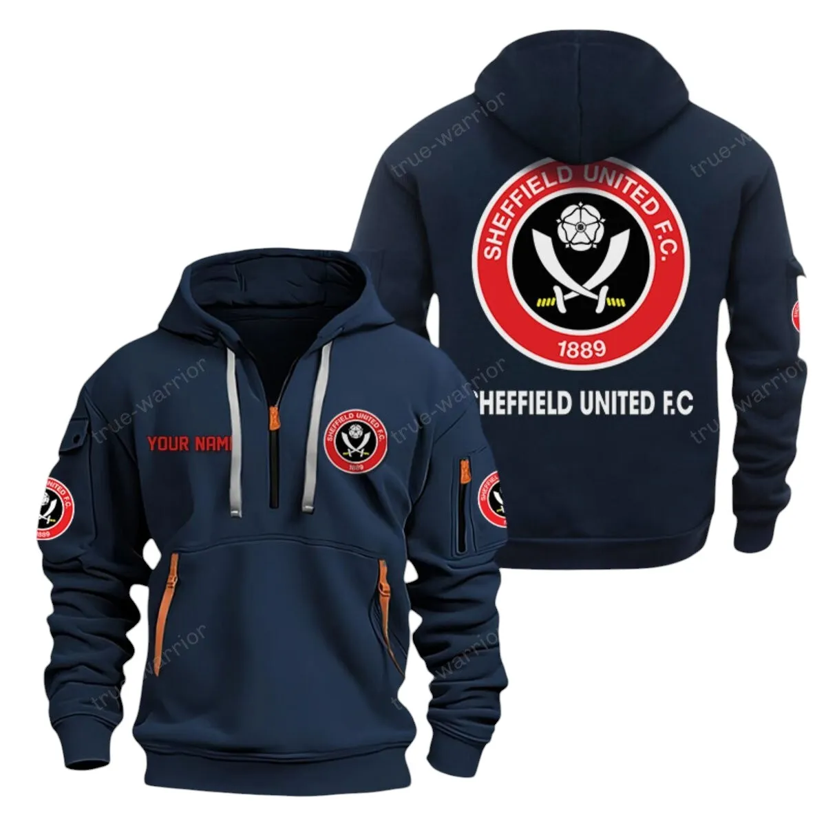 Red Shirt Loyalists Hoodie Half Zipper, Bold Energy Hoodie EPL280 - Navy