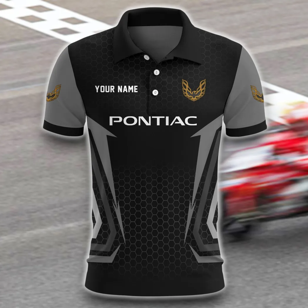 Retro Car Polo Shirt, Sporty Urban Button Shirt CAR526 - Gray