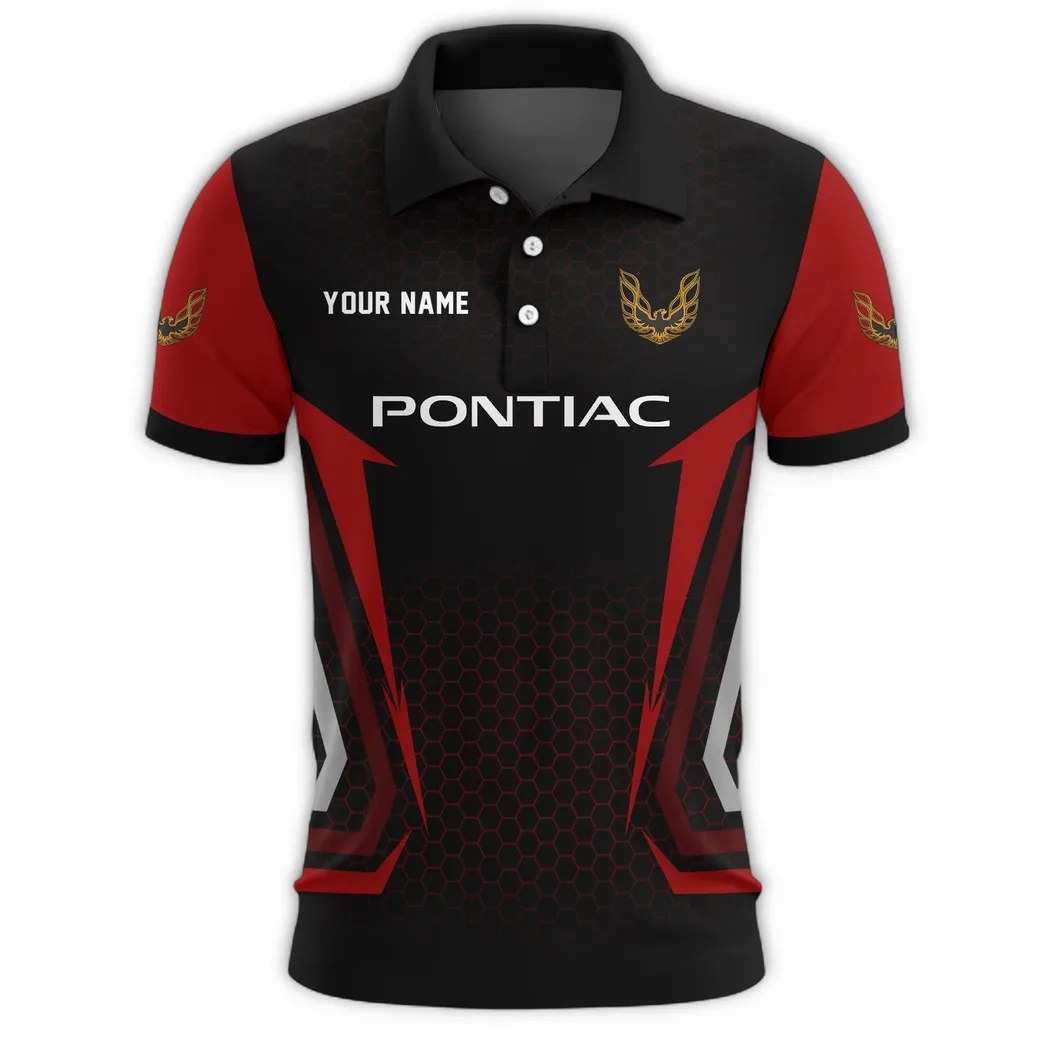 Retro Car Polo Shirt, Sporty Urban Button Shirt CAR526 - Red - Image 2