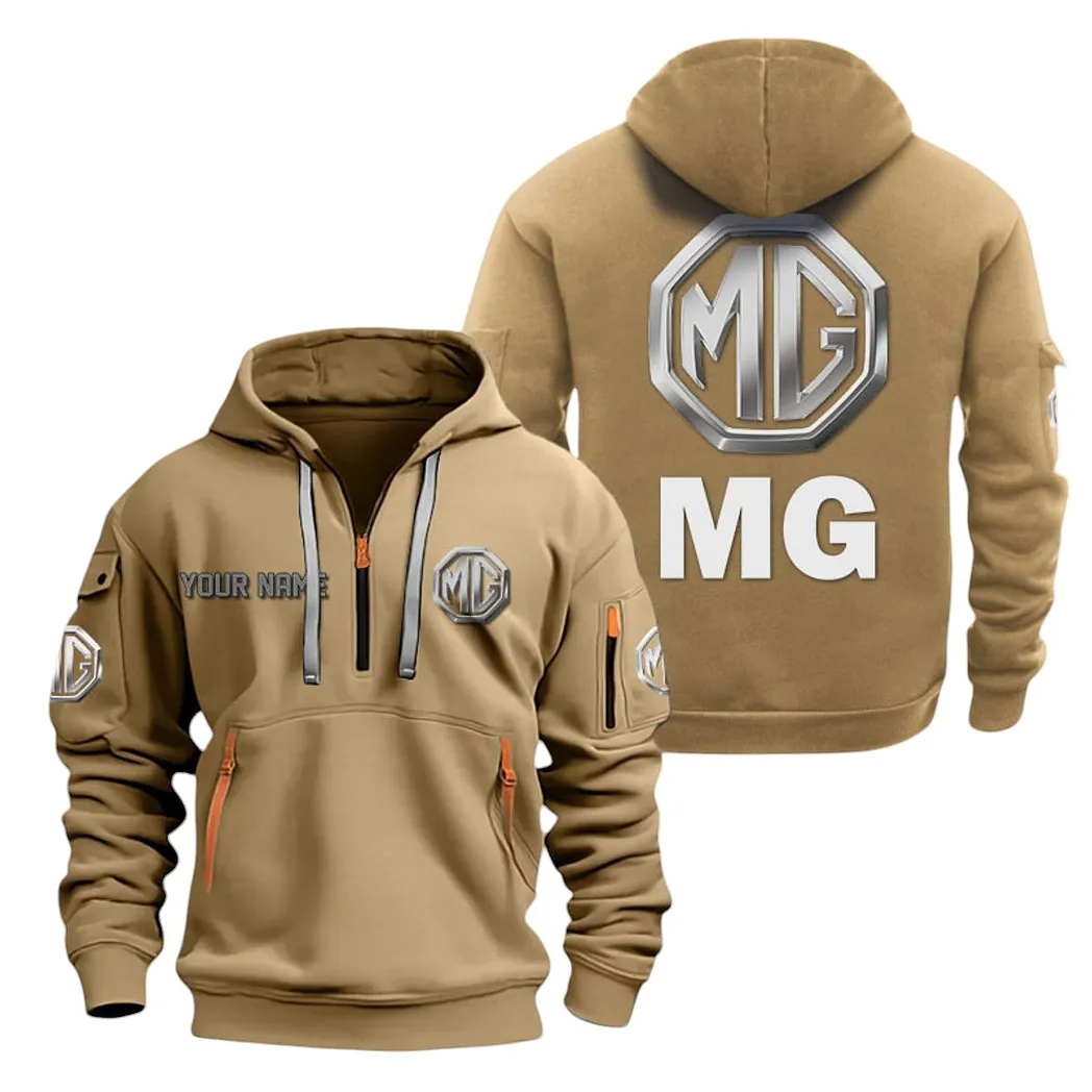 Retro Coupe Hoodie Half Zipper, Warm Up Hoodie CAR200 - Khaki - Image 2