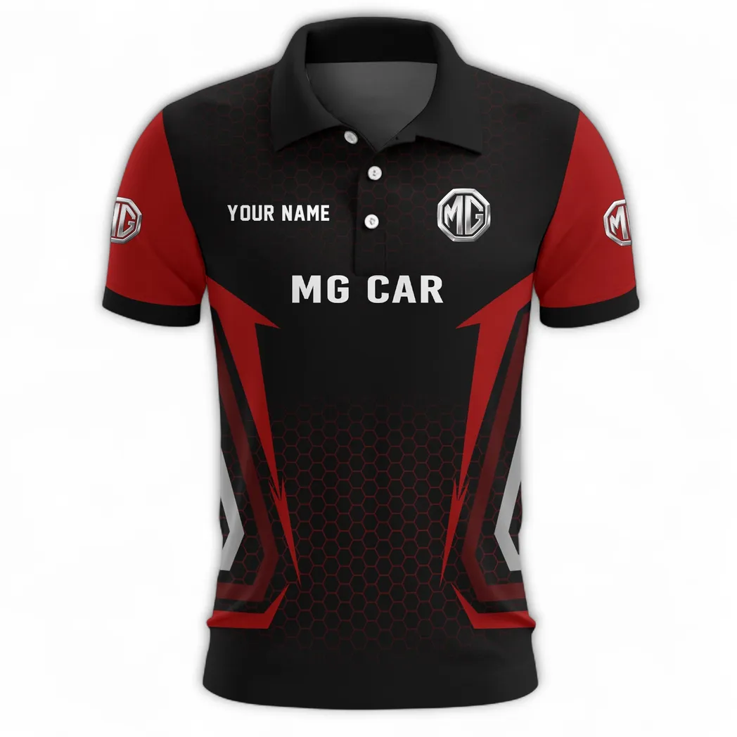 Retro Coupe Polo Shirt, Adventure-Ready Button Shirt CAR526 - Red - Image 2