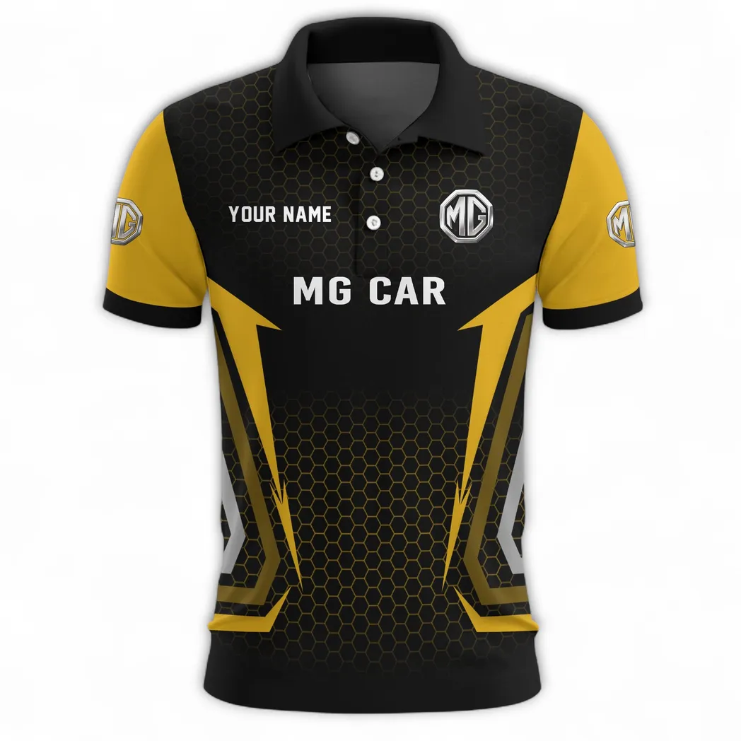 Retro Coupe Polo Shirt, Adventure-Ready Button Shirt CAR526 - Yellow - Image 2