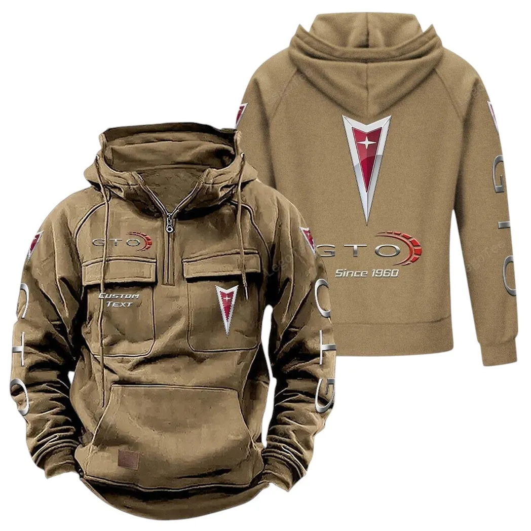 Retro Performance Coupe Tactical Quarter Zip Hoodie, Exclusive Logo Hoodie For Car Enthusiasts CAR960 - Khaki - Image 2