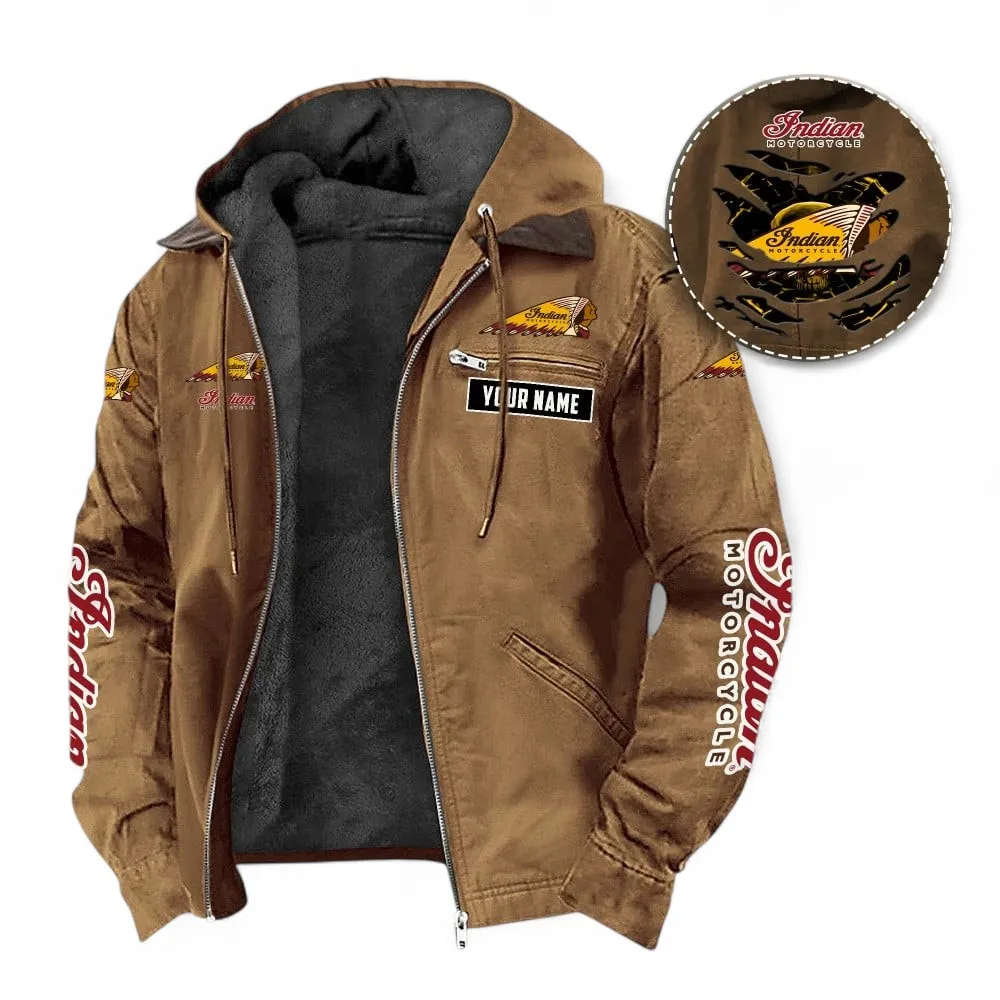 Retro Touring Motorcycle Hooded And Flannel Hoodie, Exclusive Logo Hoodie For Motor Lovers CAR391 - Camel - Image 2