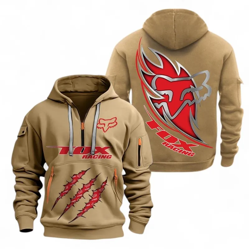 Rider Equipment Hoodie Half Zipper, Supporter Style Half-Zip Hoodie CAR500 - Khaki - Image 2