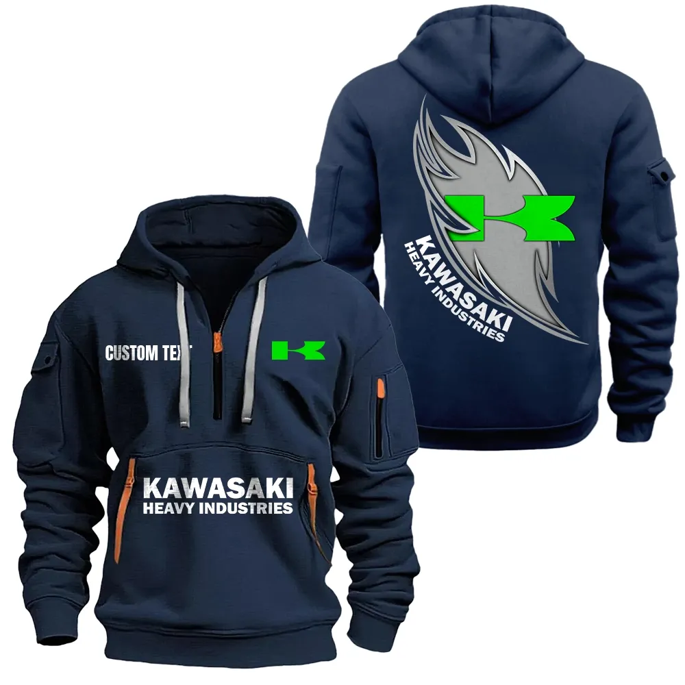 Rider’s Choice Bike Hoodie Half Zipper, Modern Sport Hoodie CAR170 - Navy - Image 2