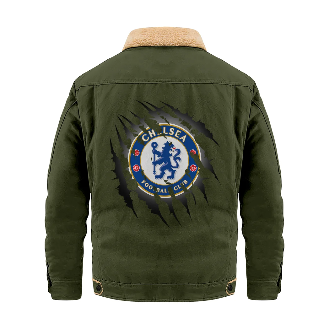 Riverside Supporters Jacket Fur Collar Fleece, Cozy Bold Pride HVN1317CH - Military Green - Image 4
