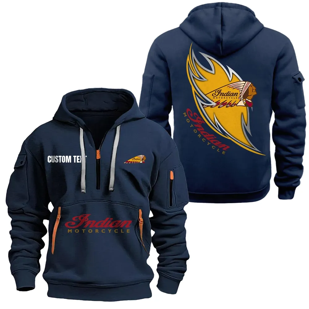 Road Bike Hoodie Half Zipper, Supporter Spirit Hoodie CAR170 - Navy - Image 2