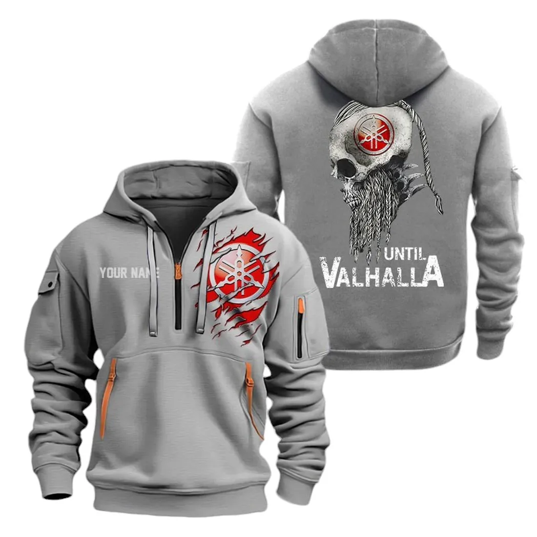 Road Motorcycle Hoodie Half Zipper, Bold Energy Hoodie CAR072 -Gray - Image 2