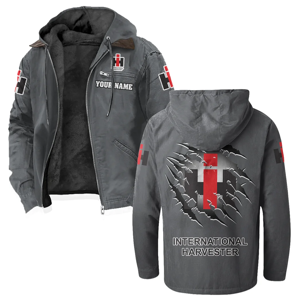 Rural Work Vehicle Flannel Hoodie, Gearhead Style Hoodie HVN1327IH - Gray - Image 2