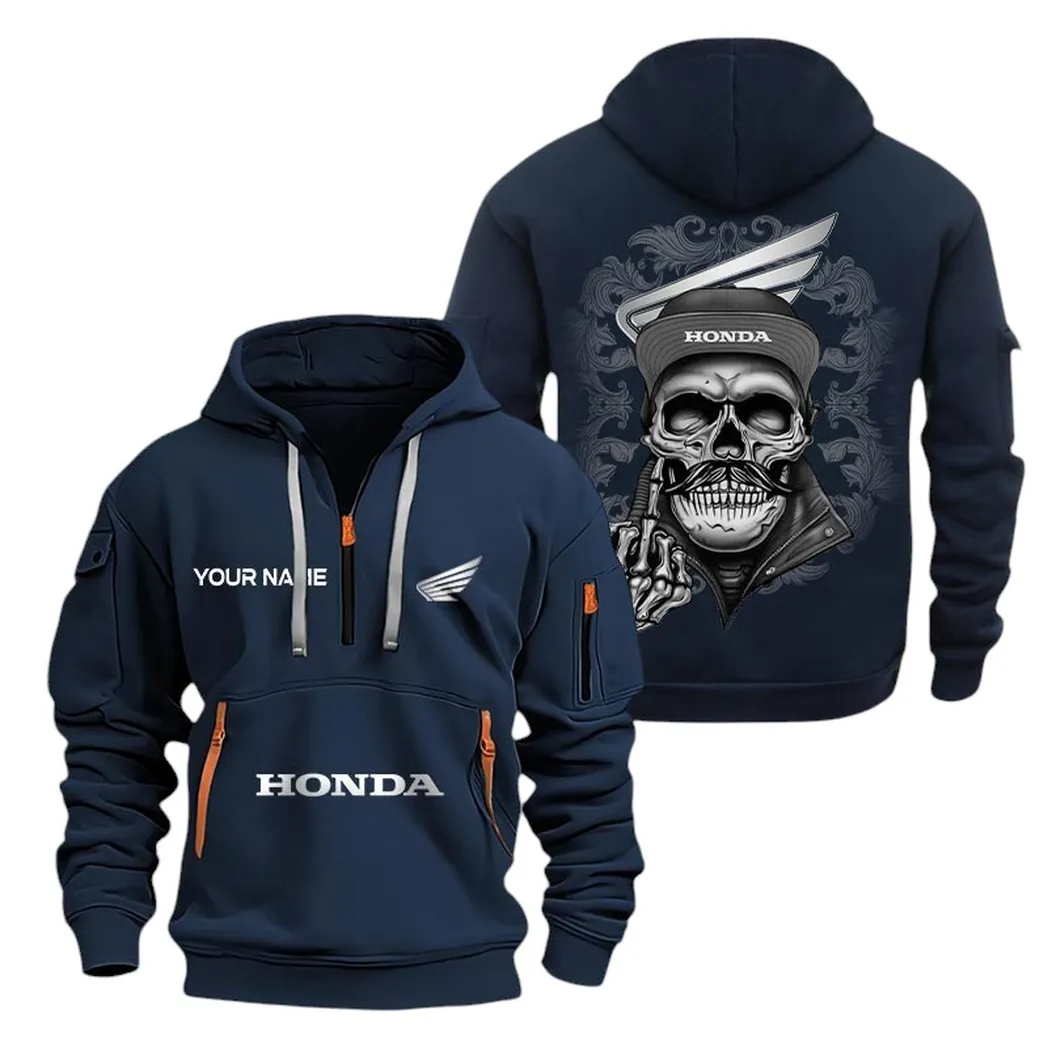 Scooter Hoodie Half Zipper, True Fan Hoodie CAR166 - Navy - Image 2