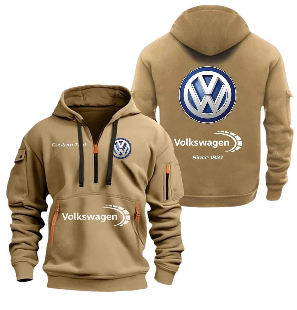 Sedan Vehicle Hoodie Half Zipper, True Supporter Half-Zip Hoodie CAR052 -Khaki - Image 2