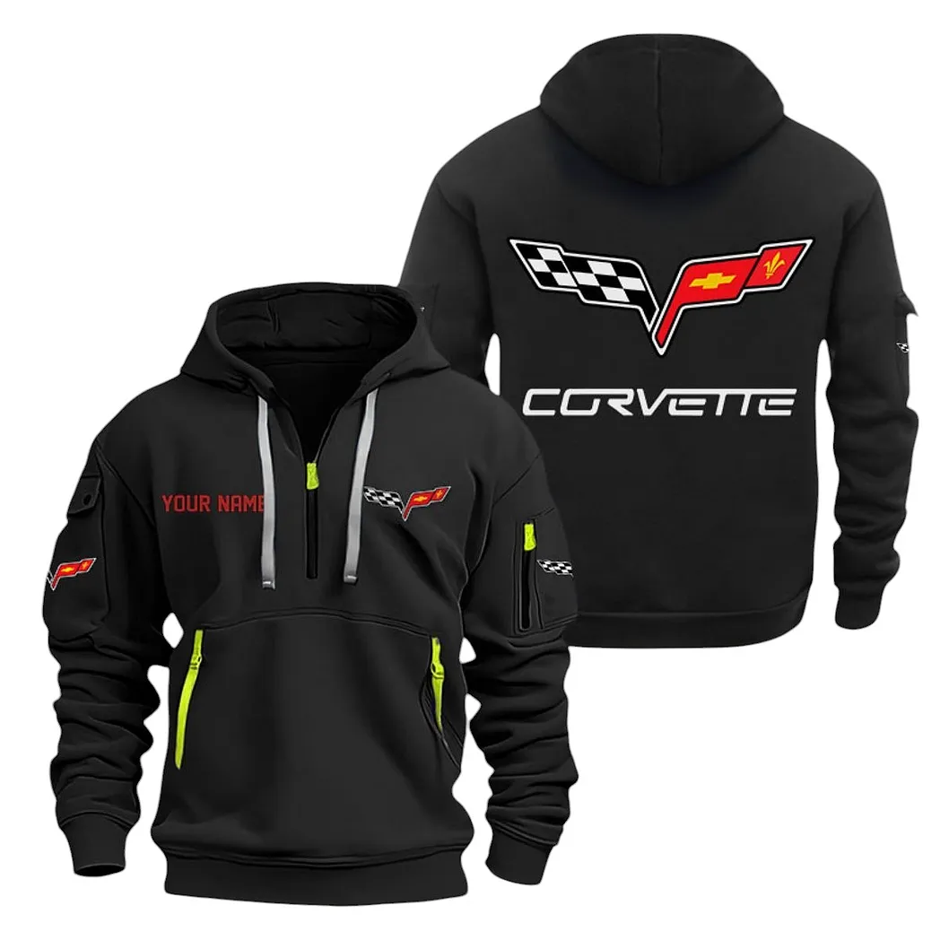 Sleek Sports Coupe Hoodie Half Zipper, Sport Spirit Hoodie CAR200 - Black - Image 2