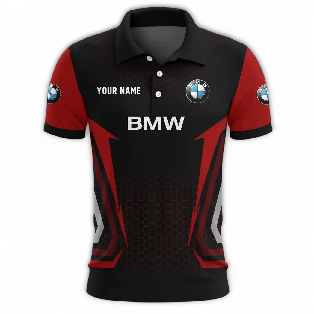 Small Executive Car Polo Shirt, Sporty Comfort Button Shirt CAR526 - Red - Image 2