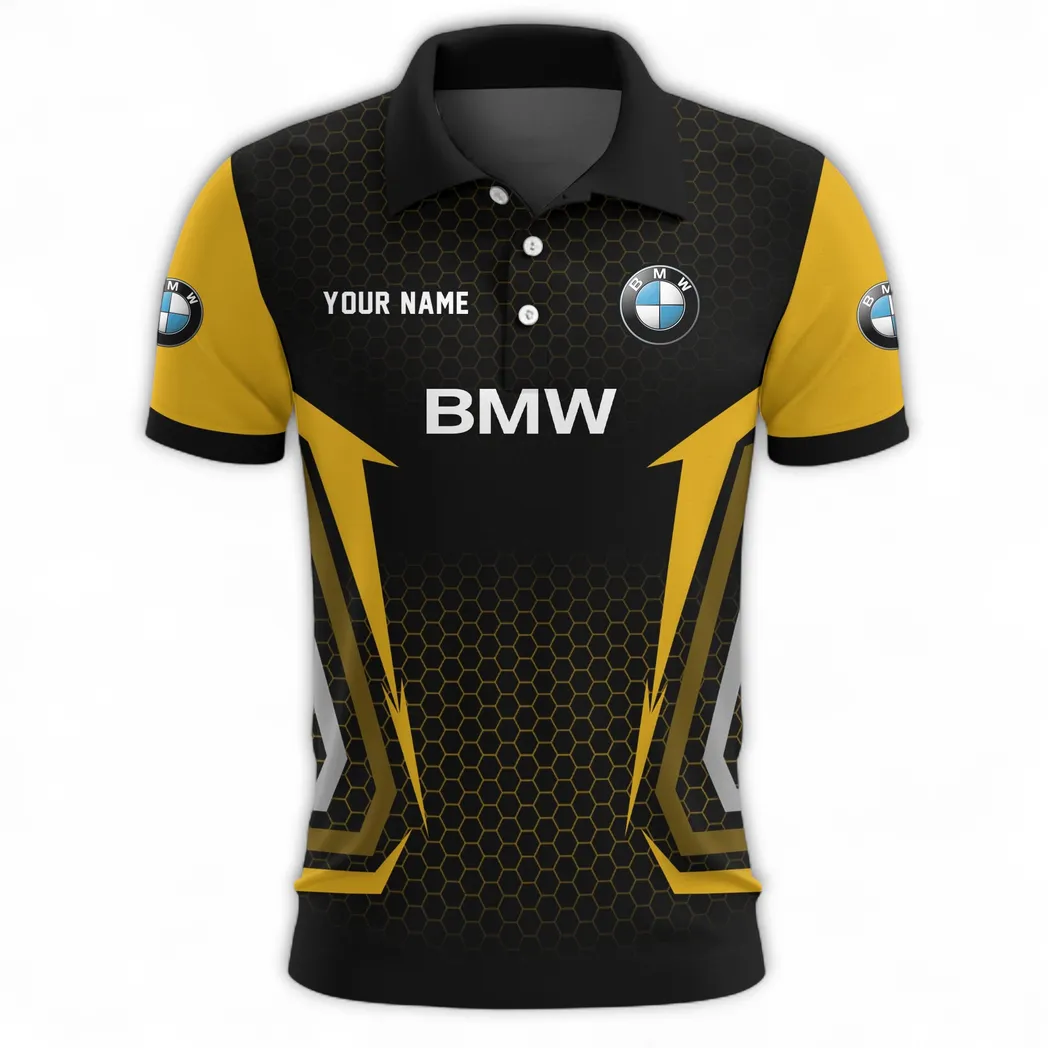 Small Executive Car Polo Shirt, Sporty Comfort Button Shirt CAR526 - Yellow - Image 2