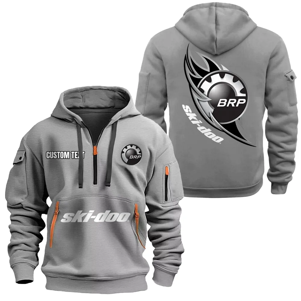 Snowmobile Hoodie Half Zipper, Supporter Spirit Hoodie CAR170 - Gray - Image 2