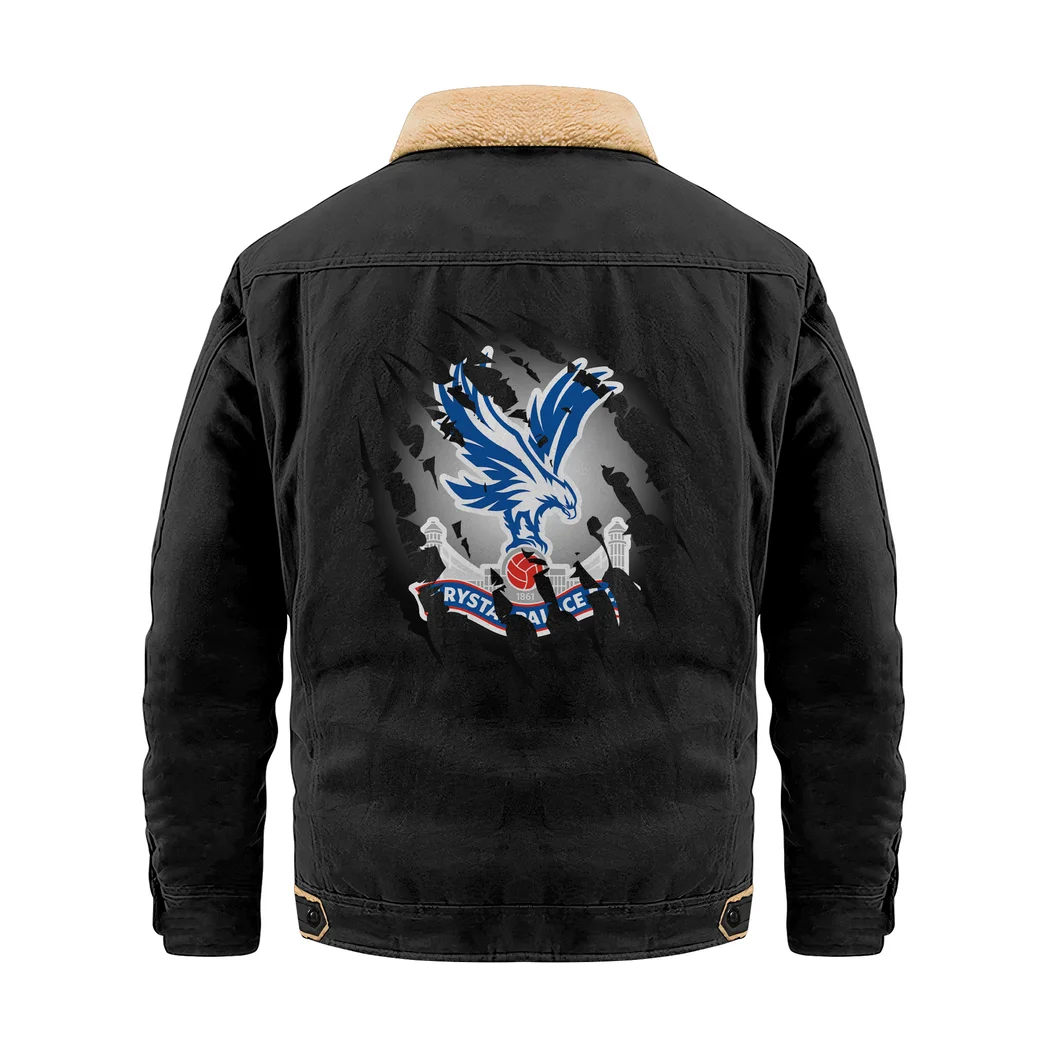 Soaring Fans Jacket Fur Collar Fleece, Everyday Fan Lifestyle Jacket HVN1317CP - Black - Image 4