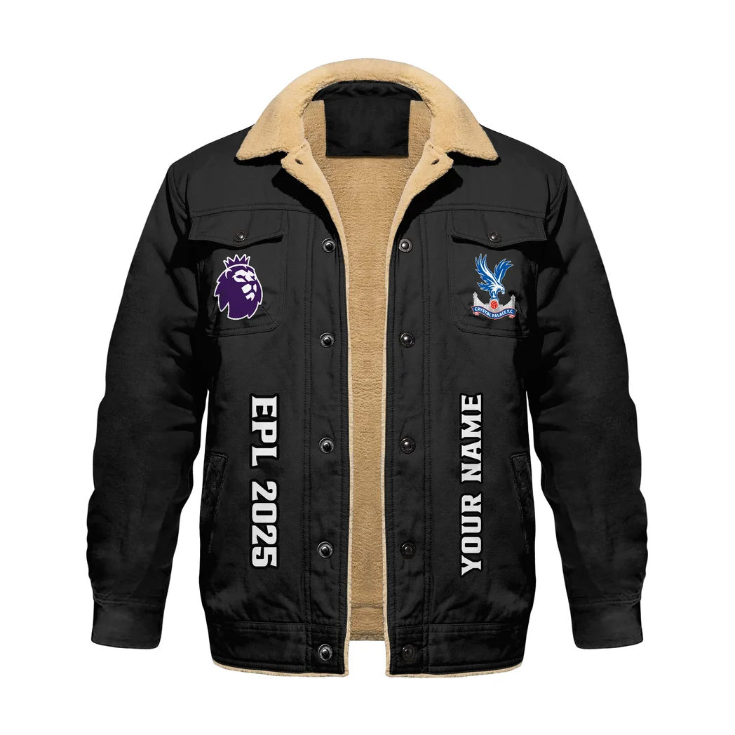 Soaring Fans Jacket Fur Collar Fleece, Everyday Fan Lifestyle Jacket HVN1317CP - Black - Image 3