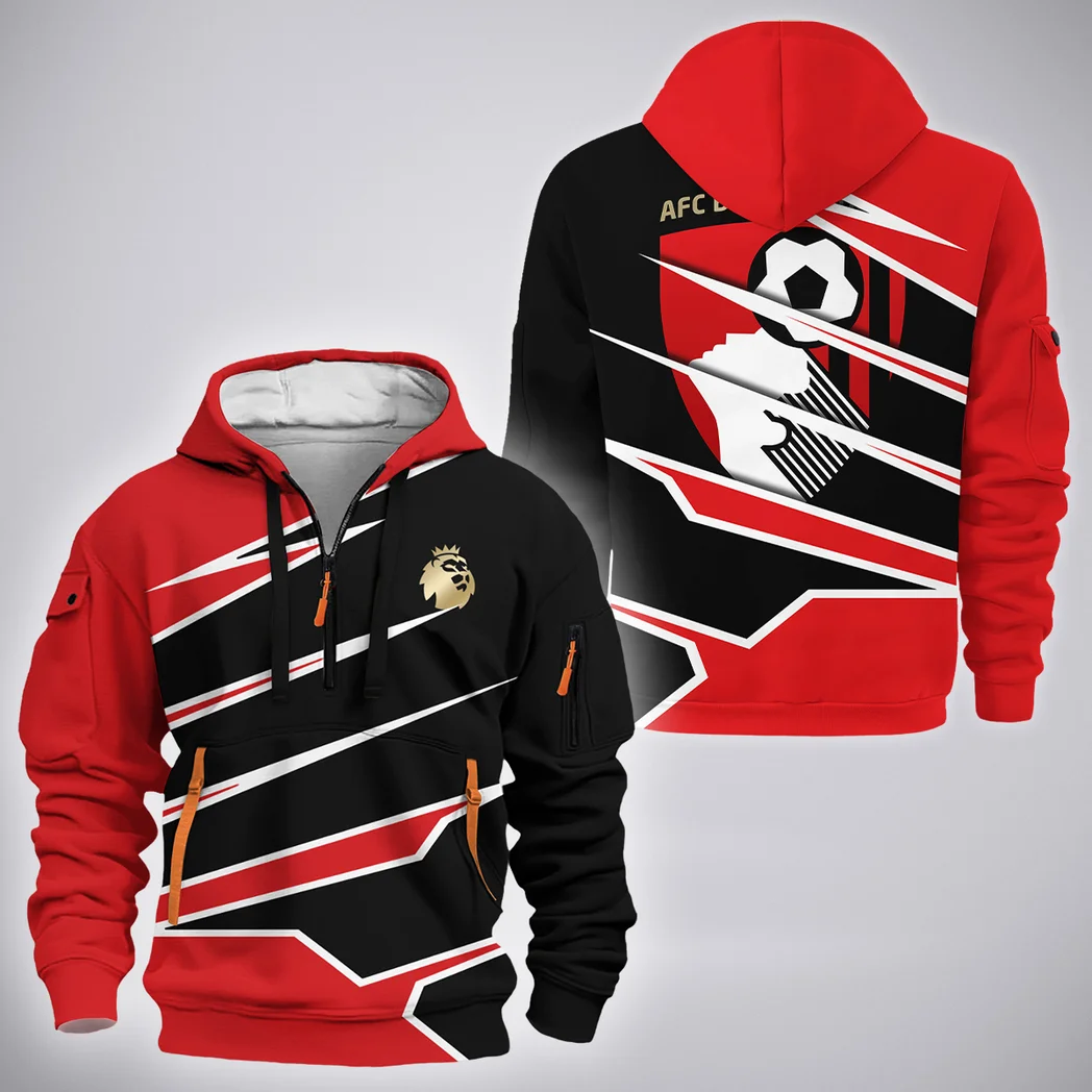 South Coast Supporters Hoodie Half Zip 3D, Casual Sport Half-Zip Hoodie HVN1316BO