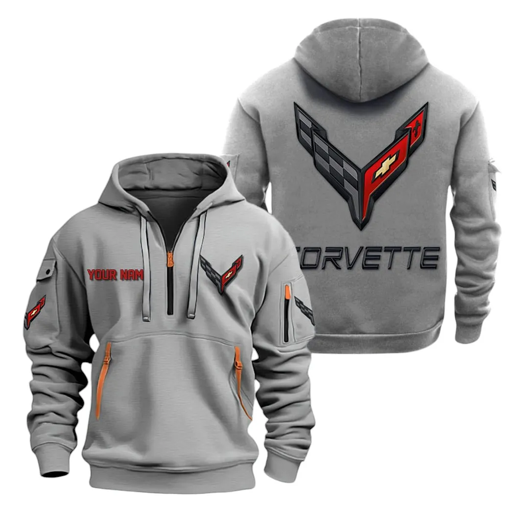Speed Coupe Hoodie Half Zipper, Fan Pride Half-Zip Hoodie CAR200 - Gray - Image 2