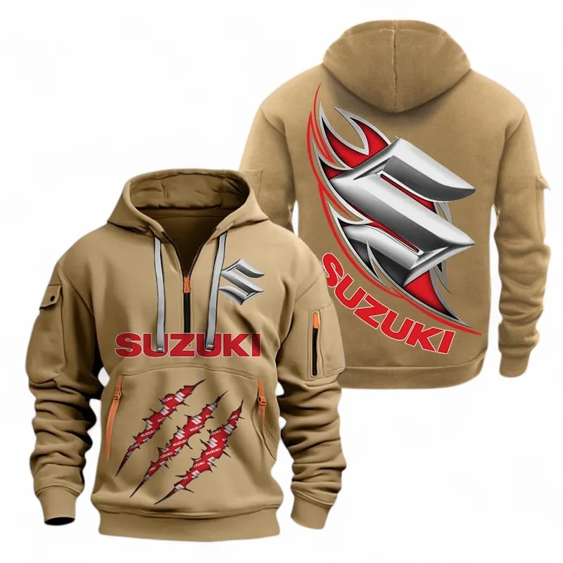 Speed Demon Hoodie Half Zipper, Everyday Fan Hoodie CAR500 - Khaki - Image 2