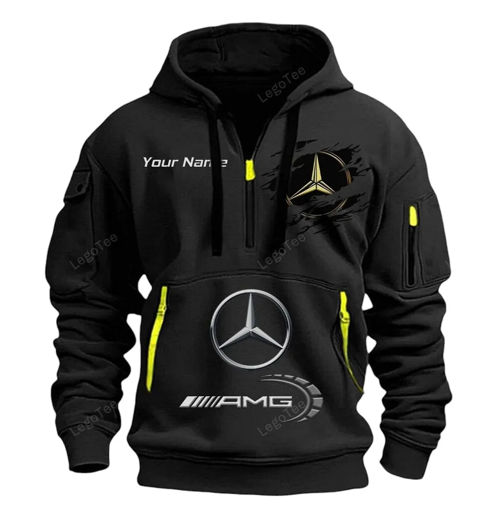 Speed Machine Hoodie Half Zipper, Supporter Spirit Hoodie CAR113 - Black - Image 2