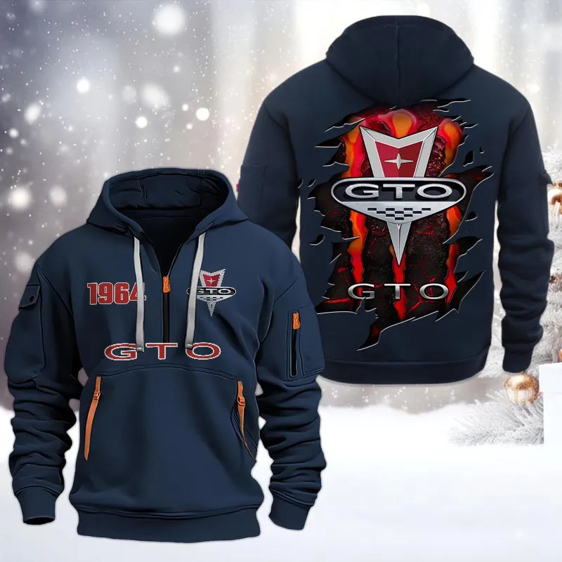 Speed Machine Hoodie Half Zipper, Warm Up Hoodie CAR198 - Navy - Image 2